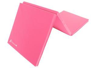 Prosource Fit Tri-Fold Folding Thick Exercise Mat 6’x2’ with Carrying Handles for MMA, Gymnastics Core Workouts, Pink Prosource Fit Tri-Fold Folding Thick Exercise Mat 6’x2’ with Carrying Handles for MMA, Gymnastics Core Workouts, Pink