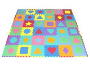 prosource kids foam puzzle floor play mat with shapes & colors 36 tiles, 12"x12" and 24 borders