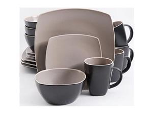 Gibson 94854.16 Soho Lounge 16 Piece Dinnerware Set, Taupe/Black Gibson 94854.16 Soho Lounge 16 Piece Dinnerware Set, Taupe/Black
