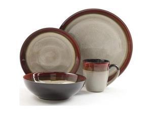 Gibson 91228.16 Ge Couture Bands 16pc Dinnerware Set Red Cream Gibson 91228.16 Ge Couture Bands 16pc Dinnerware Set Red Cream