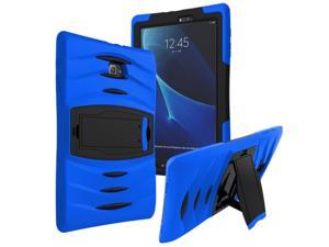 KIQ Heavy Duty Military Armor Case, Tablet Cover, Built-in Kickstand, cut-outs for camera and charging ports For Samsung Galaxy Tab E 9.6 SM-T560 (Dark Blue)