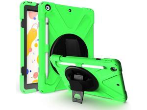 iPad 7 8 10.2 Gen Case, Heavy Duty Shield Stand Carrying Handstrap Shoulder Sling Protection Cover Tempered Glass Screen Protector For Apple iPad 10.2-inch 7th 8th Gen (Green) iPad 7 8 10.2 Gen Case, Heavy Duty Shield Stand Carrying Handstrap Shoulder Sling Protection Cover Tempered Glass Screen Protector For Apple iPad 10.2-inch 7th 8th Gen (Green)