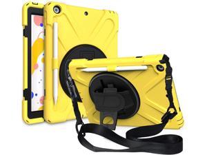 iPad 7th 8th 10.2 Generation Case, Shockproof Heavy Duty Rugged Protection Case Stand Secure Hand Grip Shoulder Strap Sling for Apple iPad 10.2-inch 7th 8th Gen (Yellow) iPad 7th 8th 10.2 Generation Case, Shockproof Heavy Duty Rugged Protection Case Stand Secure Hand Grip Shoulder Strap Sling for Apple iPad 10.2-inch 7th 8th Gen (Yellow)