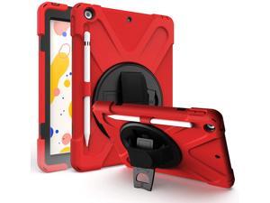 iPad 7th 8th 10.2 Generation Case, Shockproof Heavy Duty Rugged Protection Case Stand Secure Hand Grip Shoulder Strap Sling for Apple iPad 10.2-inch 7th 8th Gen (Red) iPad 7th 8th 10.2 Generation Case, Shockproof Heavy Duty Rugged Protection Case Stand Secure Hand Grip Shoulder Strap Sling for Apple iPad 10.2-inch 7th 8th Gen (Red)