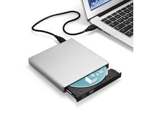 Patazon Mac OS Laptop Computer USB External CD-RW Burner DVD/CD Reader Player with Dual USB Cables Silver