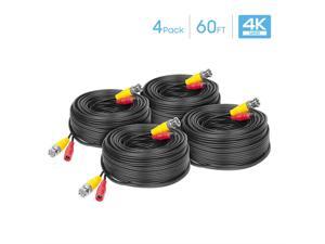 Amcrest 4-Pack 4K Security Camera Cable 60FT BNC Cable, Camera Wire CCTV, Pre-Made All-in-One Video and Power Cable for Security Camera, HDCVI, HDTVI Camera, Analog, DVR (4PACK-SCABLE4K60B-PP) Amcrest 4-Pack 4K Security Camera Cable 60FT BNC Cable, Camera Wire CCTV, Pre-Made All-in-One Video and Power Cable for Security Camera, HDCVI, HDTVI Camera, Analog, DVR (4PACK-SCABLE4K60B-PP)