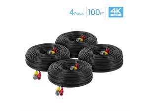 Amcrest 4-Pack 4K Security Camera Cable 100FT BNC Cable, Camera Wire CCTV, Pre-Made All-in-One Video and Power Cable for Security Camera, HDCVI, HDTVI Camera, Analog, DVR (4PACK-SCABLE4K100B-PP) Amcrest 4-Pack 4K Security Camera Cable 100FT BNC Cable, Camera Wire CCTV, Pre-Made All-in-One Video and Power Cable for Security Camera, HDCVI, HDTVI Camera, Analog, DVR (4PACK-SCABLE4K100B-PP)