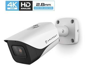 Amcrest UltraHD 4K Bullet Outdoor Security Camera, 4K (8-Megapixel), Analog Camera, 130ft Night Vision, IP67 Weatherproof Housing, 2.8mm Lens 110° Wide Angle, Built-in Microphone, White (AMC4KBC28-W)