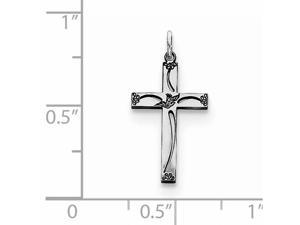 925 Sterling Silver Polished /& Laser-etched Cross Charm Pendant 20mm x 10mm