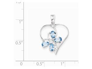 Color H-I, Clarity SI2-I1 Sterling Silver Rhodium Plated Diamond /& Light Swiss Blue Topaz Oval Pendant