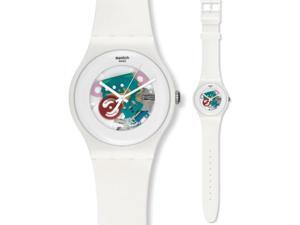 Swatch White Lacquered Plastic Unisex Watch SUOW100 Swatch White Lacquered Plastic Unisex Watch SUOW100