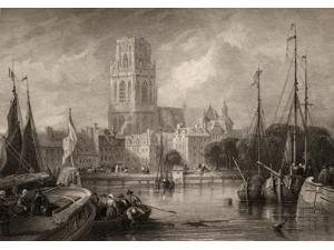 Church Of St Lawrence Rotterdam Holland Engraved By J Carter From A 19Th Century Print By D Roberts Poster Print (18 x 12)