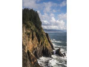 Scattered clouds pass over the Oregon coast Manzanita Oregon United States of America Poster Print (12 x 19)