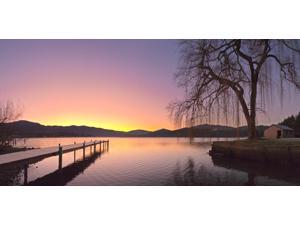 Sunrise Over A Dock In Lake Whatcom During Winter Bellingham Washington Usa Poster Print (22 x 10)