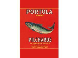 A can label for Portola Brand Pilchards in tomato sauce These little fish were packed in Monterey Bay California Poster Print by Unknown (18 x 24) A can label for Portola Brand Pilchards in tomato sauce These little fish were packed in Monterey Bay California Poster Print by Unknown (18 x 24)