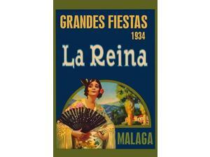 A modern poster displaying a 1934 festival in Malaga Spain in honor of the Queen Poster Print by Sara Pierce (18 x 24) A modern poster displaying a 1934 festival in Malaga Spain in honor of the Queen Poster Print by Sara Pierce (18 x 24)