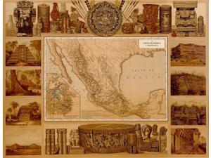 Archaeological Map Illustrated History of the United States of Mexico Atlas pintoresco  histrico de los Estados Unidos Mexicanos Poster Print (18 x 24)