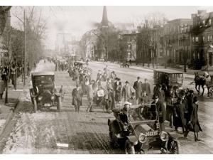 hike lead by General Rosalie Jones from New York to Washington DC for the March 3 1913 National American Woman Suffrage Association parade Photo taken in Newark New Jersey on Broad Street just north o hike lead by General Rosalie Jones from New York to Washington DC for the March 3 1913 National American Woman Suffrage Association parade Photo taken in Newark New Jersey on Broad Street just north o
