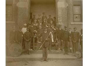 African American band posed on steps to brick building Poster Print (18 x 24) African American band posed on steps to brick building Poster Print (18 x 24)