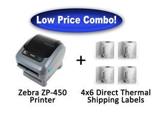 Zebra ZP-450 High Speed Direct Thermal Label Printer + 1,000 - 4x6 Shipping Labels Zebra ZP-450 High Speed Direct Thermal Label Printer + 1,000 - 4x6 Shipping Labels