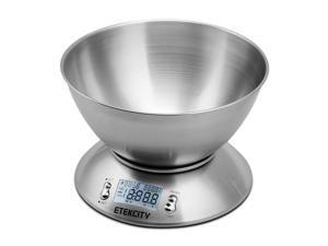 Etekcity 11lb Digital Kitchen Food Scale, Stainless Steel, Alarm Timer & Temperature Sensor