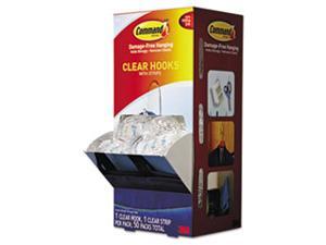 Clear Hooks & Strips, Plastic, Medium, 50 Hooks w/50 Adhesive Strips p Clear Hooks & Strips, Plastic, Medium, 50 Hooks w/50 Adhesive Strips p