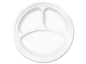 Famous Service Plastic Dinnerware, Plate, 3-Comp, 10 1/4", White, 125/ Famous Service Plastic Dinnerware, Plate, 3-Comp, 10 1/4", White, 125/