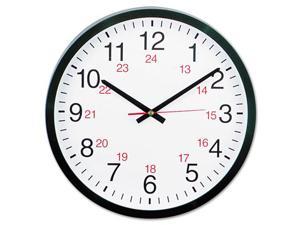 24-Hour Round Wall Clock, 12 3/4", Black