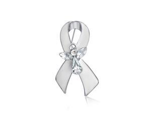 White Ribbon Lung Cancer Survivor Guardian Angel Crystal Brooch Pin For Women Enamel Silver Plated White Ribbon Lung Cancer Survivor Guardian Angel Crystal Brooch Pin For Women Enamel Silver Plated