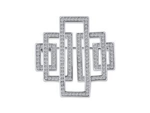 Art Deco Vintage Style Large Rectangular Pave Cubic Zirconia Brooch Pin For Women Silver Tone Rhodium Plated Brass Art Deco Vintage Style Large Rectangular Pave Cubic Zirconia Brooch Pin For Women Silver Tone Rhodium Plated Brass