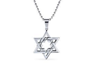 Rhodium-plated 925 Silver Star of David Pendant with 16 Necklace Jewels Obsession Star Of David Necklace 