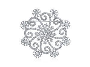 Large Frozen Winter Swirl Holiday Party CZ Cubic Zirconia Scarf Christmas Statement Snowflake Brooch Pin For Women Silver Plate Brass Large Frozen Winter Swirl Holiday Party CZ Cubic Zirconia Scarf Christmas Statement Snowflake Brooch Pin For Women Silver Plate Brass