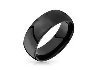Plain Simple Dome Black Couples Titanium Wedding Band Ring For Men For Women Comfort Fit 8MM