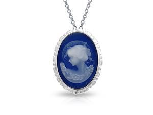Vintage Victorian Style Women Portrait Blue White Oval Carved Cameo Brooch Pin Or Pendant Necklace 925 Sterling Silver Vintage Victorian Style Women Portrait Blue White Oval Carved Cameo Brooch Pin Or Pendant Necklace 925 Sterling Silver