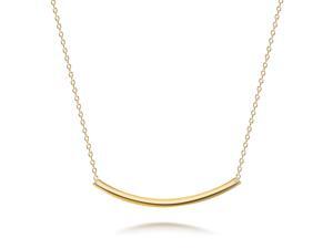 Elegant Touch 925 Sterling Silver Round Cubic Zirconia CZ Horizontal Round Curved Bar Slide Pendant Necklace for Women for Teen 14K Gold Plated 925 Silver