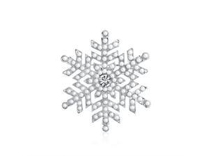 Bling Jewelry Christmas Gifts White Simulated Pearl Snowflake Brooch Pin Rhodium Plated FAJ-DBH00416 Bling Jewelry Christmas Gifts White Simulated Pearl Snowflake Brooch Pin Rhodium Plated FAJ-DBH00416