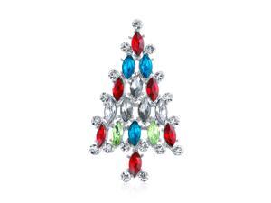 Large Fashion Statement Holiday Colorful Marquise Crystal Red Blue Green Sparkling Christmas Tree Scarf Brooch Pin For Women Silver Plated Large Fashion Statement Holiday Colorful Marquise Crystal Red Blue Green Sparkling Christmas Tree Scarf Brooch Pin For Women Silver Plated