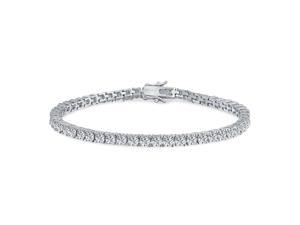 Bridal 9Ct Simple Cubic Zirconia Thin Prong Set Round AAA CZ Solitaire Tennis Bracelet For Women 925 Sterling Silver