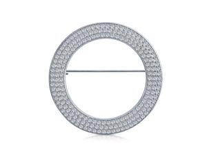 Bridal Eternity Cubic Zirconia Pave AAA CZ Scarf Round Circle Brooch Pin For Women For Wedding Silver Plated Brass Bridal Eternity Cubic Zirconia Pave AAA CZ Scarf Round Circle Brooch Pin For Women For Wedding Silver Plated Brass
