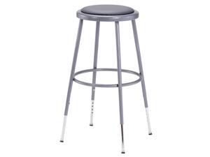NATIONAL PUBLIC SEATING 6430H Round Stool, Height Range 31" to 39", Vinyl Gray NATIONAL PUBLIC SEATING 6430H Round Stool, Height Range 31" to 39", Vinyl Gray