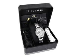 Luxurman Women's 3ct White Diamond Chronograph Watch