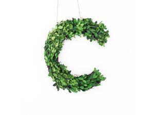 Modern Home 12" Real Preserved Boxwood Monogram Wreath Letters - C Modern Home 12" Real Preserved Boxwood Monogram Wreath Letters - C