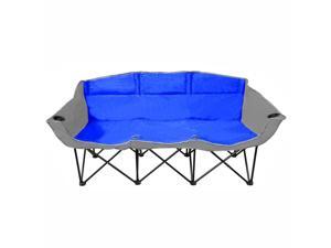 GoTEAM! 3 Seat Portable Folding Bench/Couch - Blue/Gray