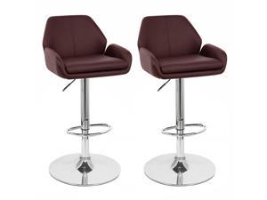 Set of 2 Modern Home Tesla "Leather" Contemporary Adjustable Height Counter/Bar Stool (Espresso)