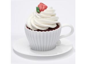 4-Piece Silicone Cupcake Teacup Set with Saucers 4-Piece Silicone Cupcake Teacup Set with Saucers