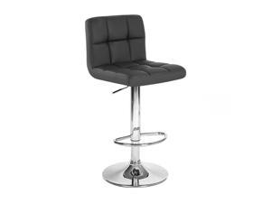 Set of 2 Modern Home Boris Contemporary Adjustable Height Bar/Counter Stool - Chrome Base/Footrest Barstool (Black Licorice)