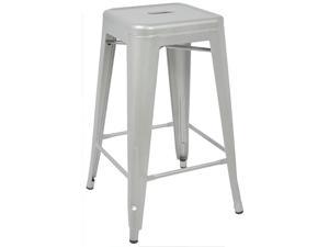 Ajax 24" Contemporary Steel Tolix-Style Barstool - Matte Silver