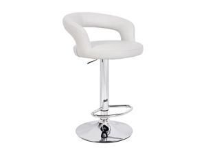 Set of 2 Modern Home Halo "Leather" Contemporary Adjustable Height Counter/Bar Stool (Vanilla White)