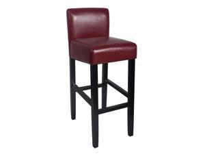 Set of 2 Brooklyn Contemporary Wood/Faux Leather Barstool - Merlot