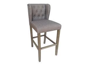 Wellington Contemporary Wood/Linen Barstool - Hazelnut Linen Wellington Contemporary Wood/Linen Barstool - Hazelnut Linen
